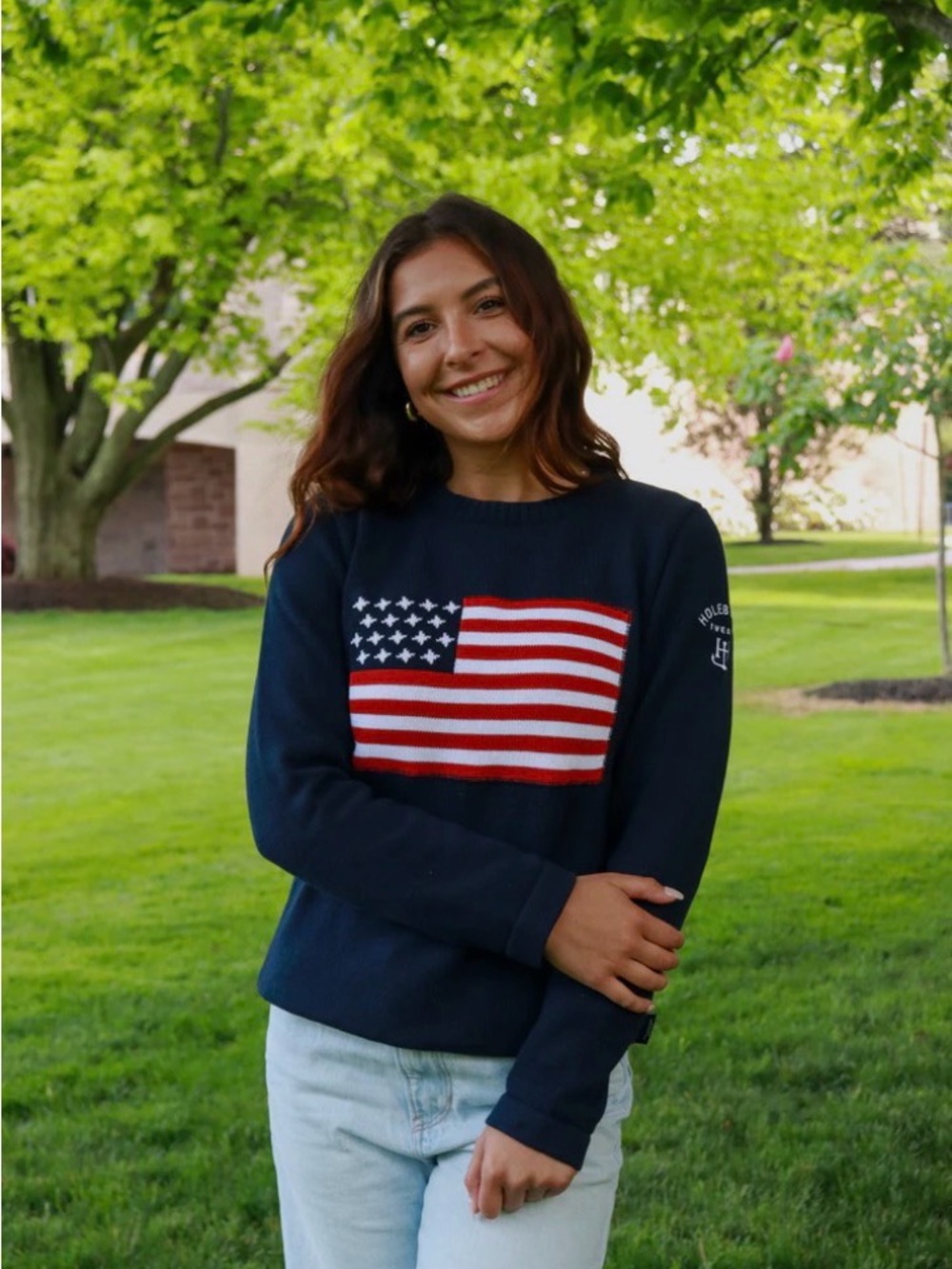 NWT - Holbrook Navy American Flag Sweater - size xs